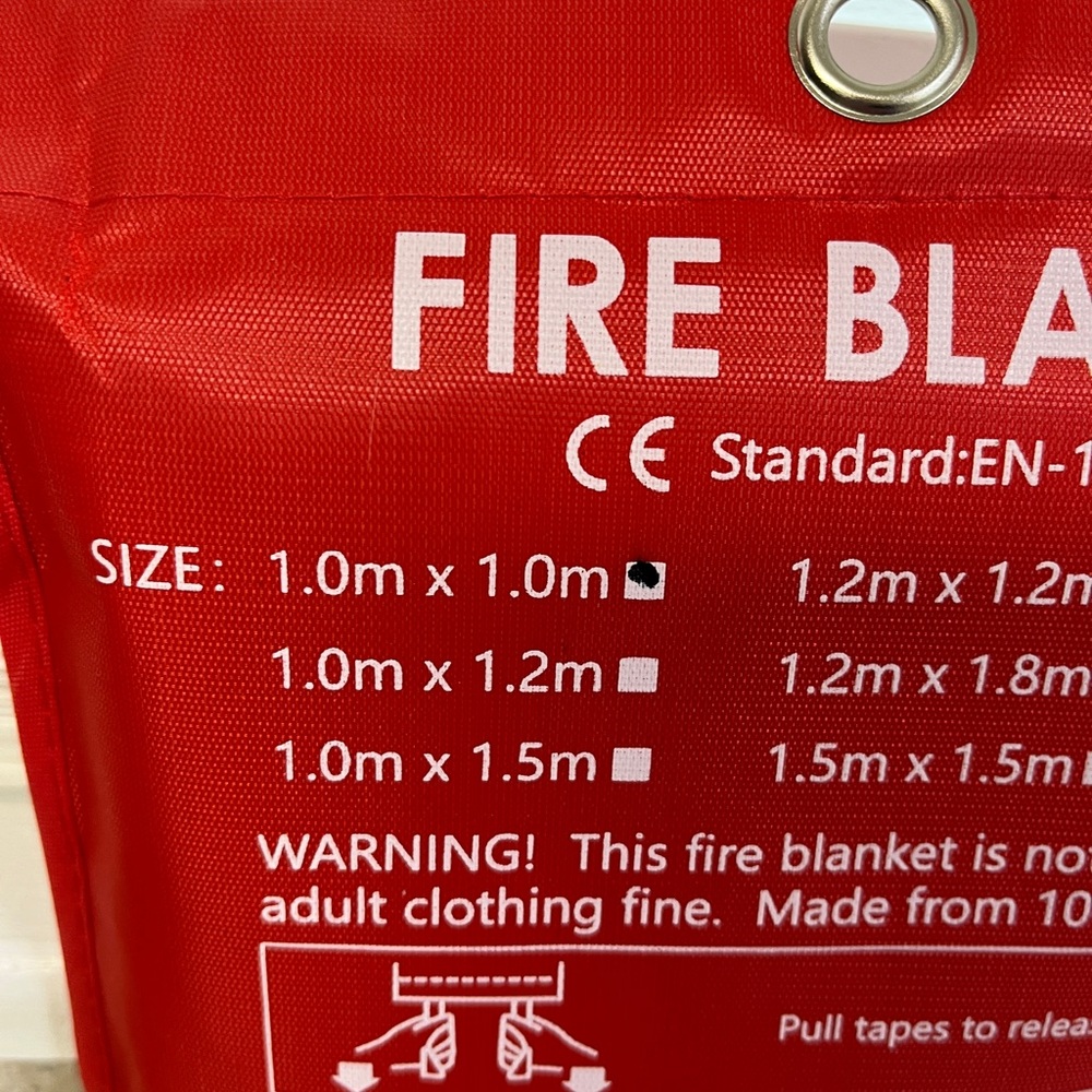 Fire Blanket, NIP, 39”x39”, peace of mind, pull black tabs, show kids to use - Picture 4 of 10